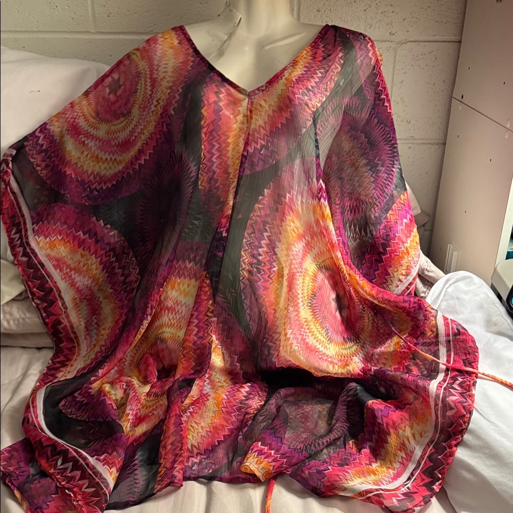 Love Stitch Pink and Orange Swim Cover-Up